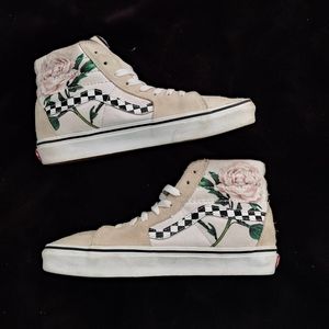 Vans Sk8-Hi Checker Pink Rose Turtle Dove Womans 8